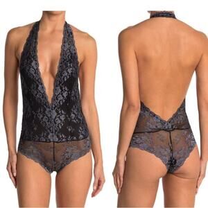 Wishlist Two Tone Lace Halter Teddy, Size 8, NWT